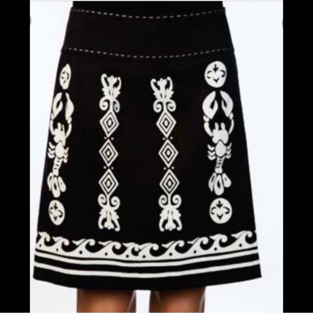 ETCETERA Lobster Skirt Black White A-Line Nautical Preppy Beach Vacation Coast